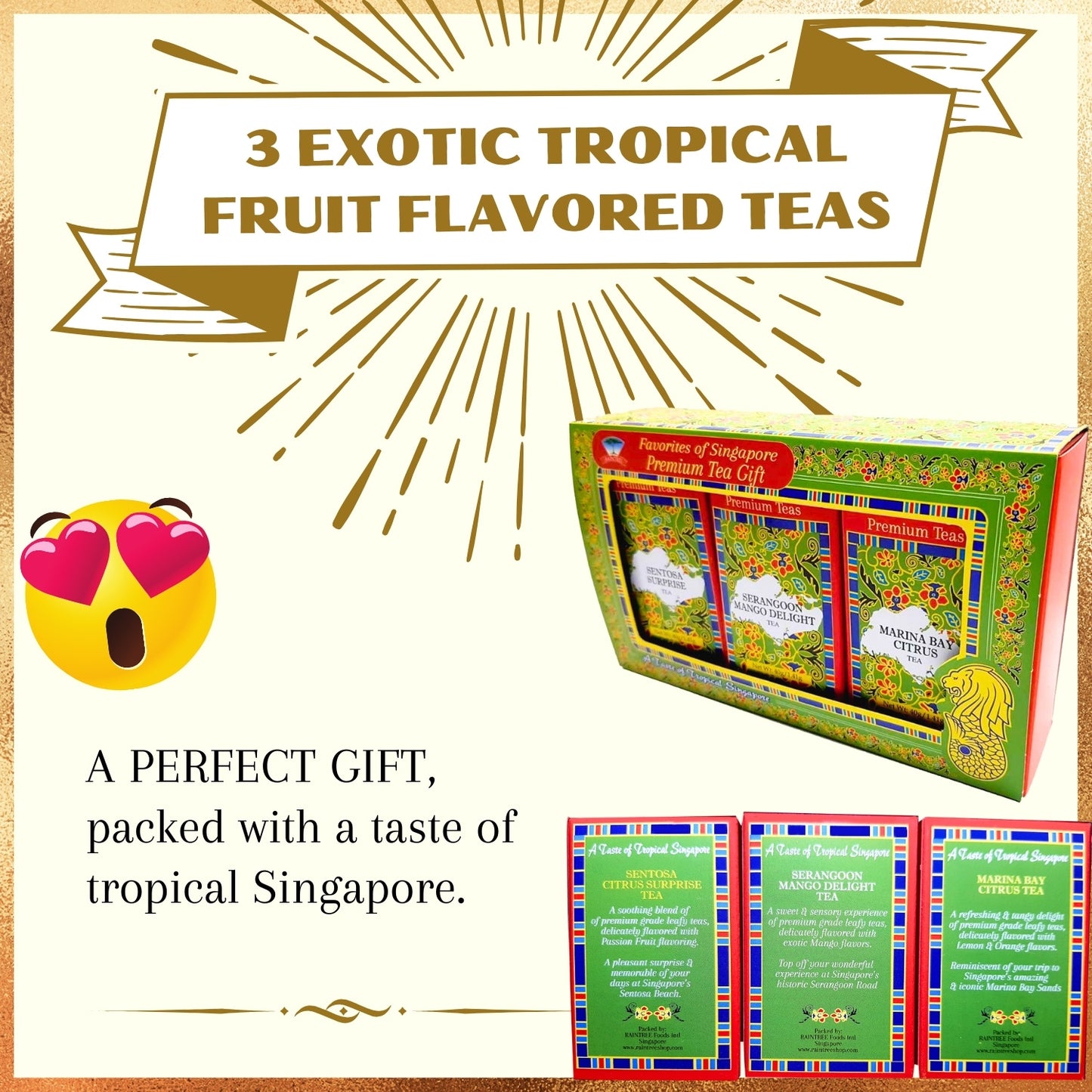 SINGAPORE BATIK TEA premium tea gift (3x40g) 3 fruit tea flavors