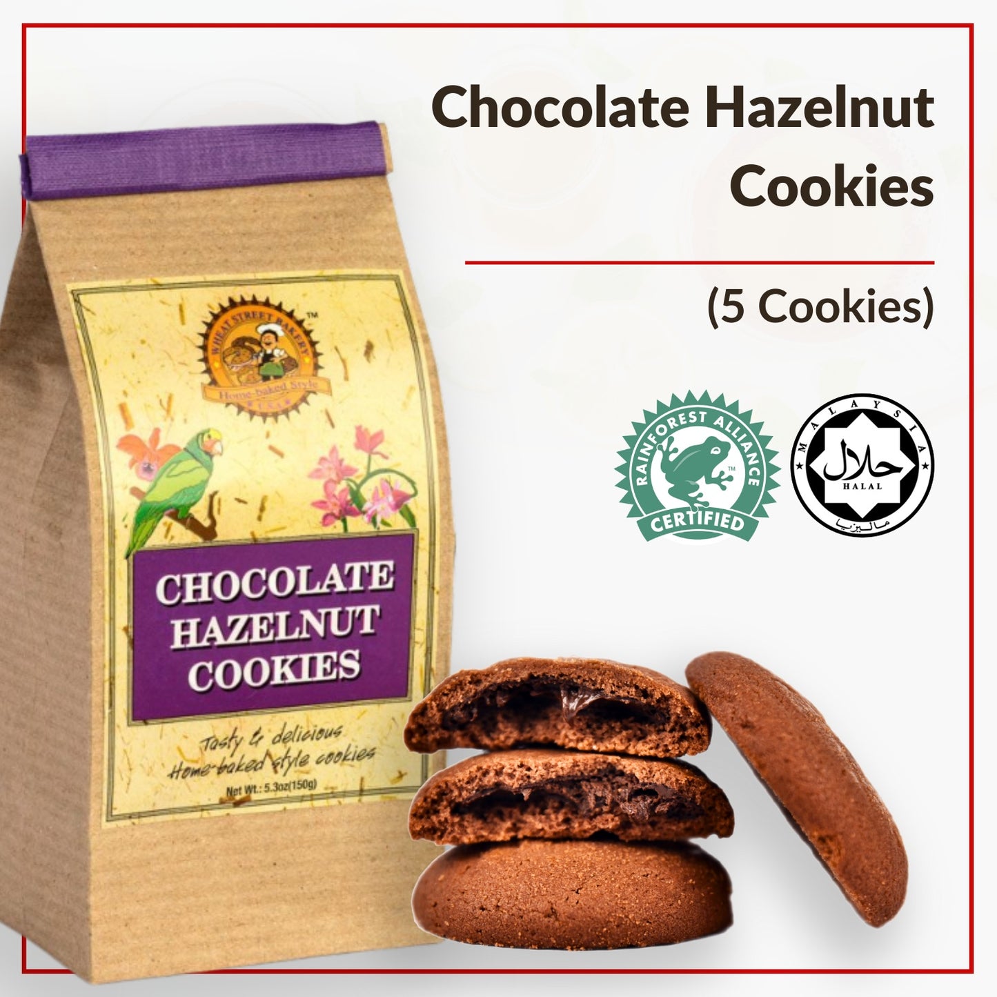 Raintree Chocolate Hazelnut Cream- 2 in 1 Filled Cookies (5 pieces)