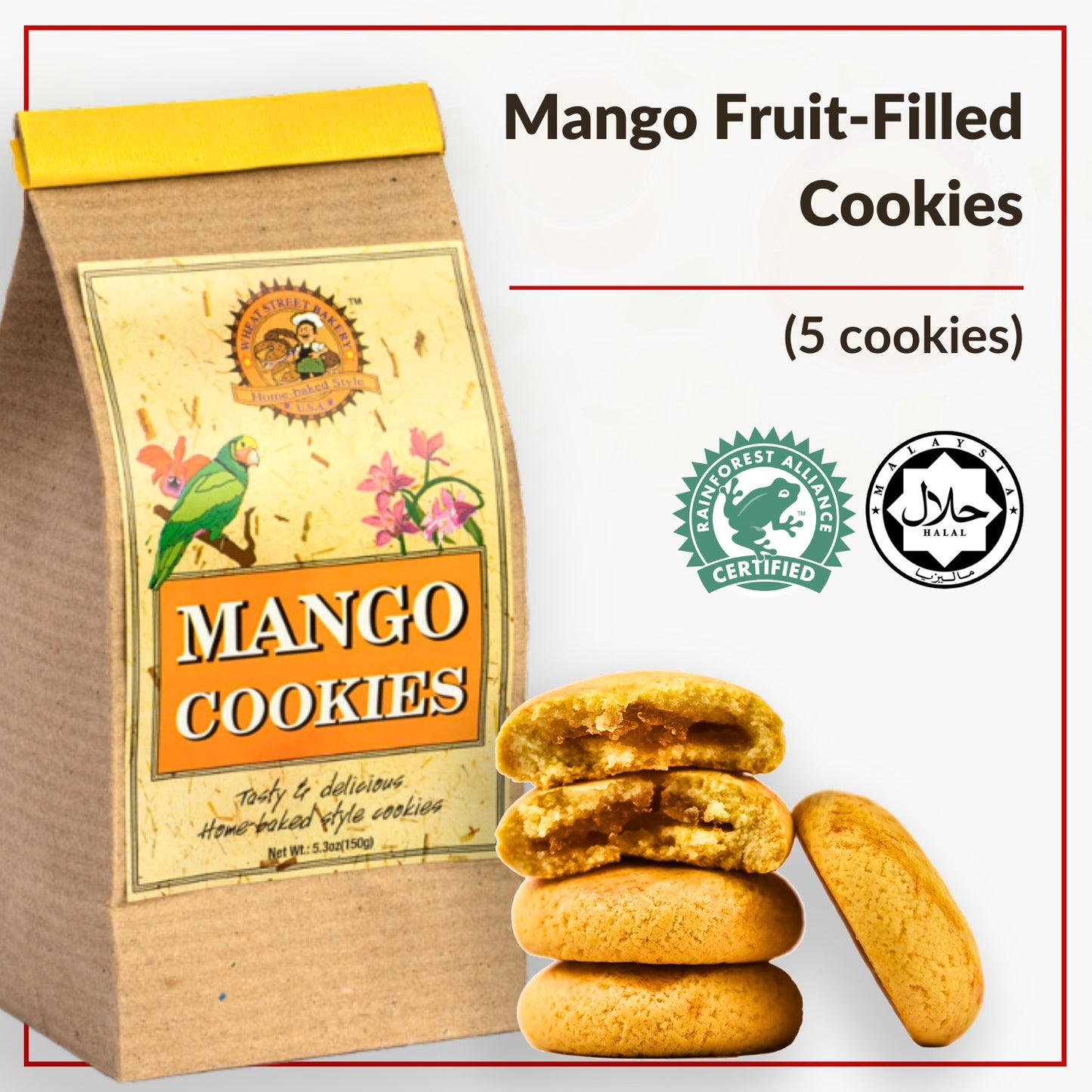 Raintree Baked Cookies - MANGO Filled (5-Pack)