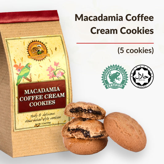 Raintree Macadamia Coffee Cream Biscuits (5 pcs) Cream-Filled Cookies, Home Baked Taste, Halal Certified, Perfect with Tea & Coffee