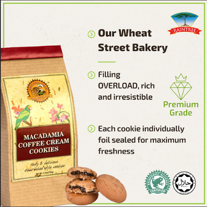 Raintree Macadamia Coffee Cream Biscuits (5 pcs) Cream-Filled Cookies, Home Baked Taste, Halal Certified, Perfect with Tea & Coffee