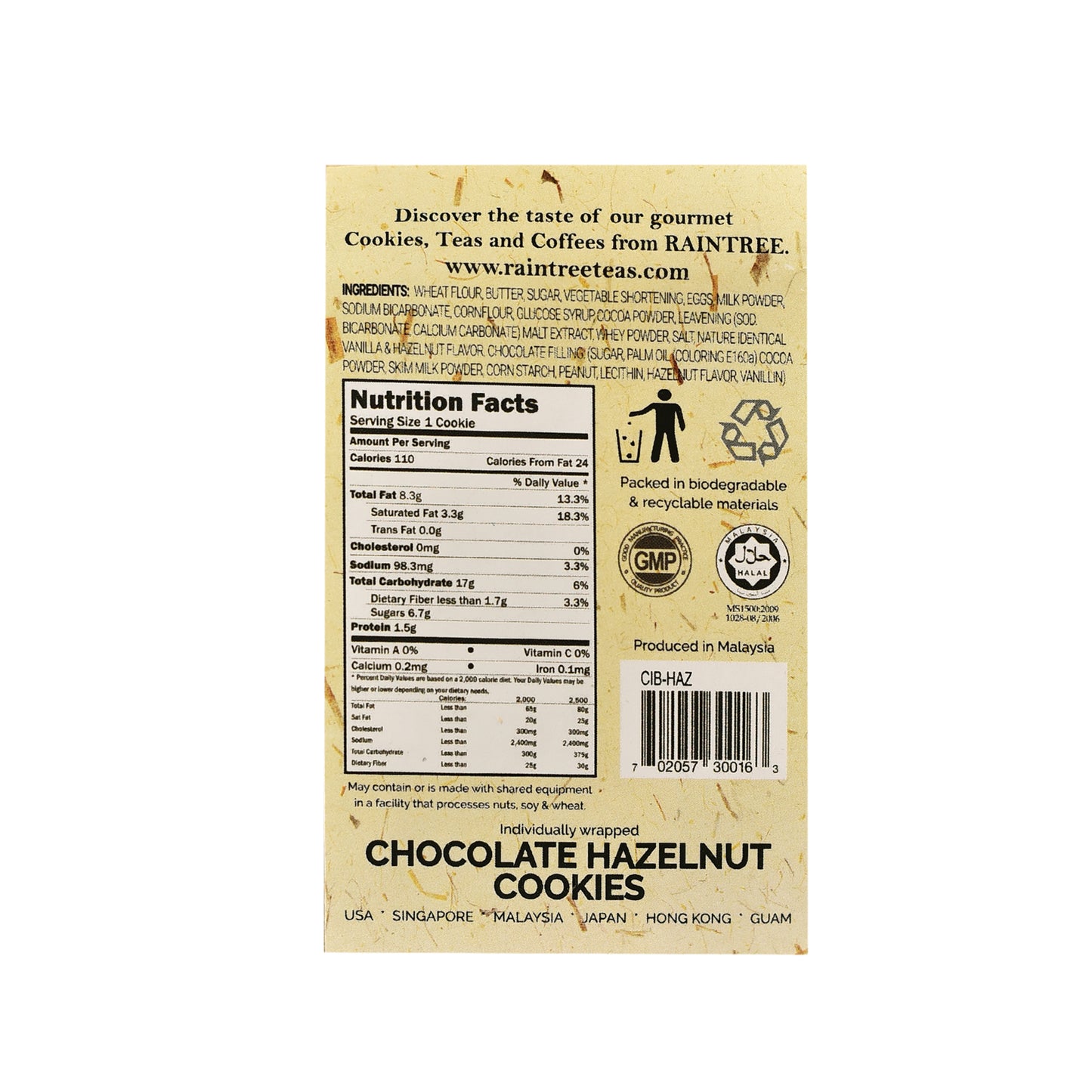 Raintree Chocolate Hazelnut Cream- 2 in 1 Filled Cookies (5 pieces)