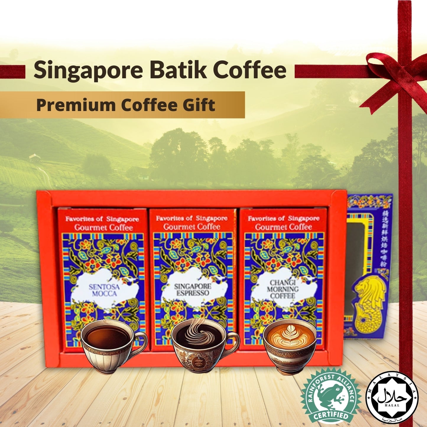 SINGAPORE BATIK COFFEE roasted ground coffee (3x40g) 3 exotic blends